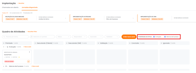 Personalização das faixas horizontais pelo seletor Visibilidade de linhas