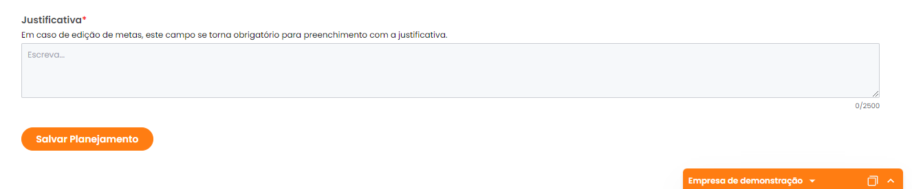 Campo de justificativa obrigatório para salvar a edição