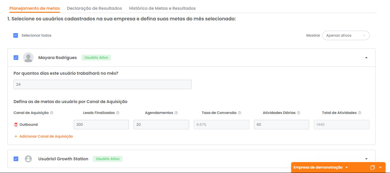 Metas de pré-vendas e vendas carregadas automaticamente do mês base