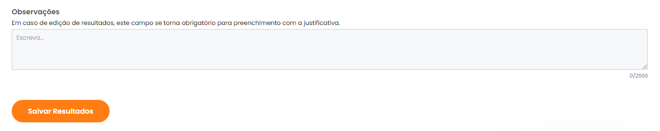 Campo de observações da declaração de resultados