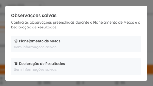 Modal de Observações Salvas com as anotações dos usuários