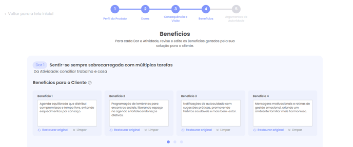 Benefícios que o produto proporciona ao consumidor final