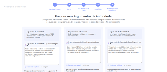 Correlação dos argumentos de autoridade aprimorados com as dores no B2C