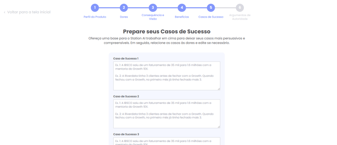 Campo para adicionar casos de sucesso do produto