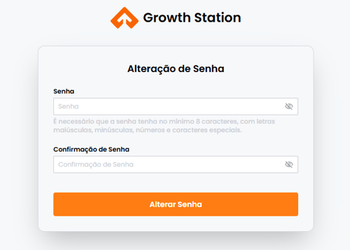 Formulário para definir a nova senha