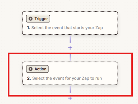 Tela de configuração do aplicativo de ação no Zapier