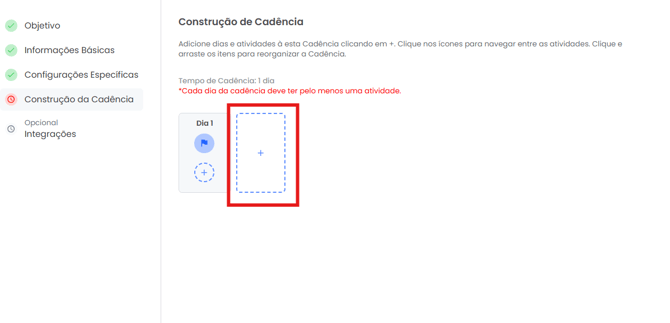 Botão para adicionar dias e ajuste de intervalo entre os dias