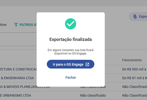 Confirmação de leads da Go2Sell cadastrados no GS Engage