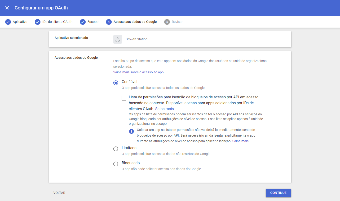 Marcação do app como Confiável
